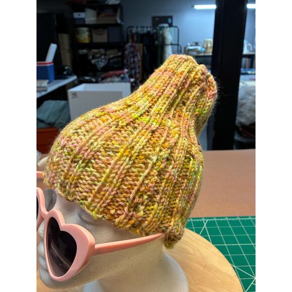 Hand Knit Merino Wool Beanie | Hand-Dyed Yarn OOAK main image 7